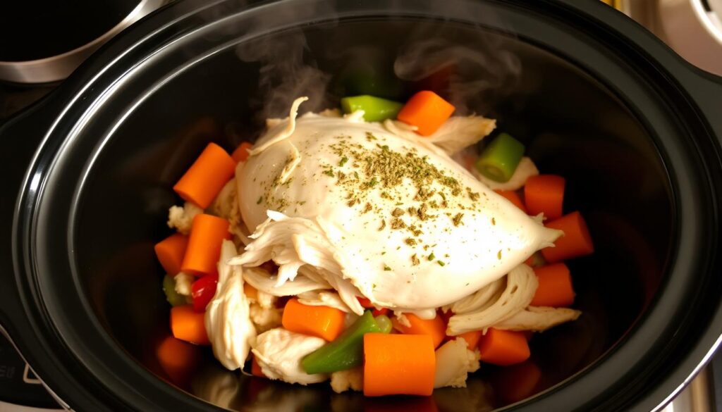 Is it better to cook chicken on high or low in the Crockpot?